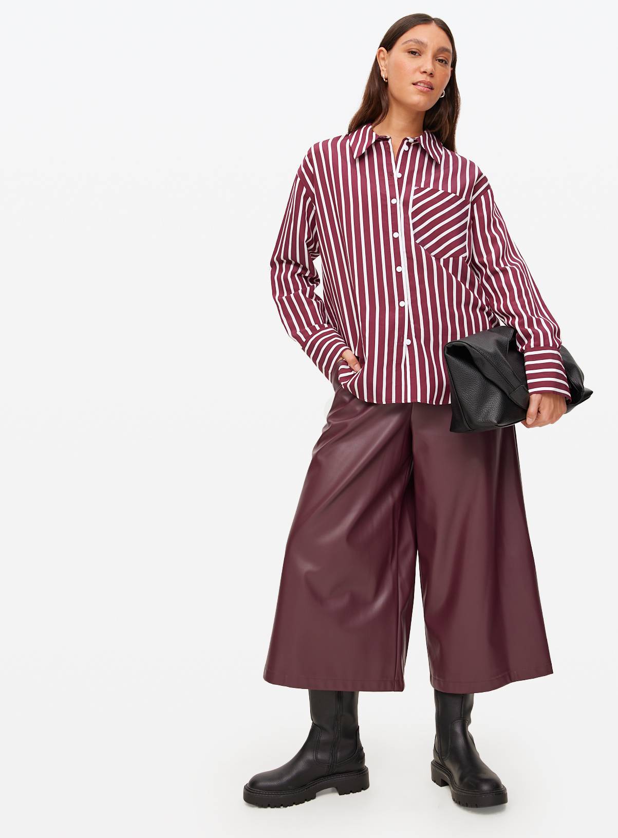 Burgundy PU Culottes 18 - Image 1